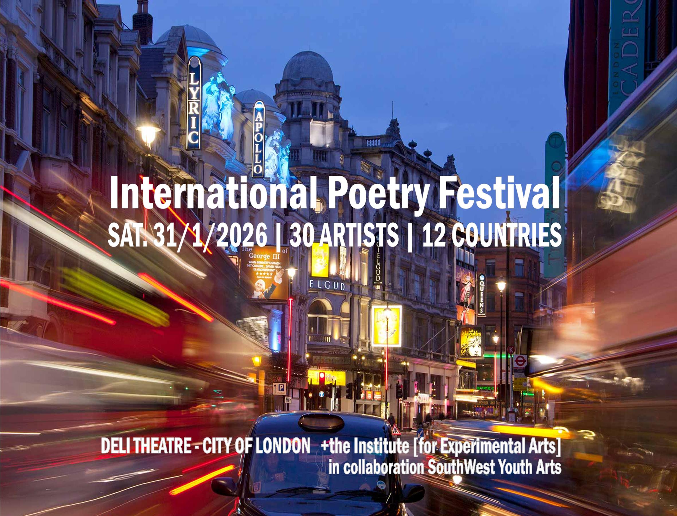 International Poetry Festival | London- SAT 31.1.26 | +the